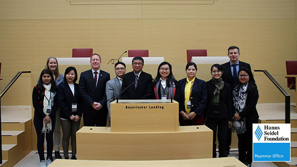 The Hluttaw delegation at the Bavarian parliament (Landtag).