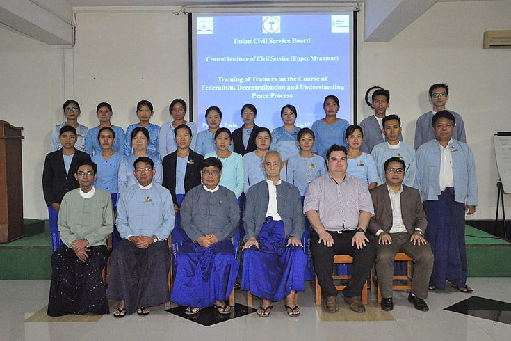 Participants of the ToT Course “Federalism, Decentralization and Understanding Peace Process” at Central Institute of Civil Service (CICS) - Upper Myanmar.