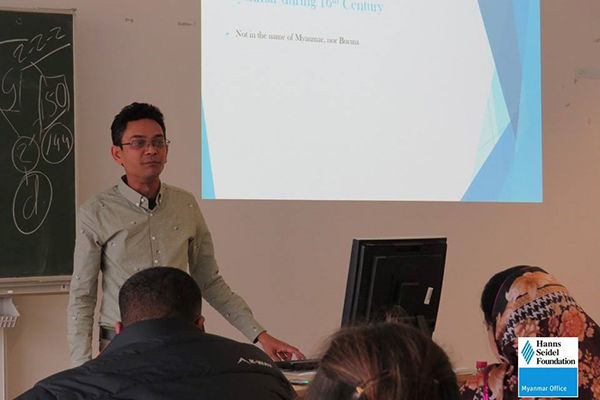 Aung Soe Min during his presentation at the 2018 Winter School in Innsbruck.