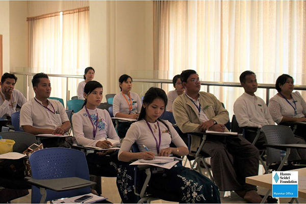 Hluttaw staff members at the workshop learn about different aspects of social media