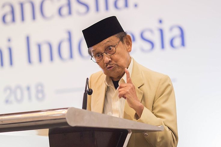 Former President of Indonesia and Founder of The Habibie Center, Bacharuddin Jusuf Habibie speaking on Pancasila Market Economy.