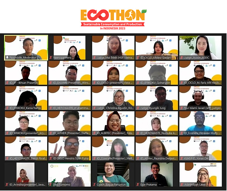 Participants in the online Demo Day of Ecothon in Indonesia