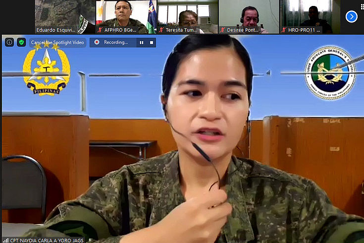 Captain Naydia Carla Yoro JAGS gives a briefing on the newly-signed “Anti-Terrorism Law of 2020”