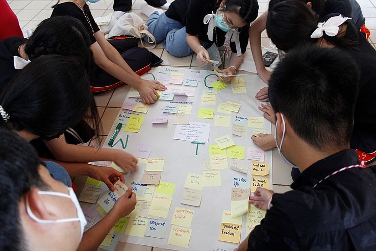 Students from Sankamphaeng School discussing about democracy and human rights.