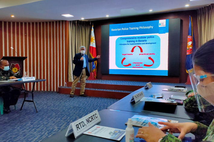 HSF Philippines’ Program Officer Noel Ruiz describing how elements of policing complement each other