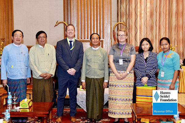 H.E. U Win Myint, Speaker of Pyithu Hluttaw meets with Mr. Achim Munz and other representatives from HSF.