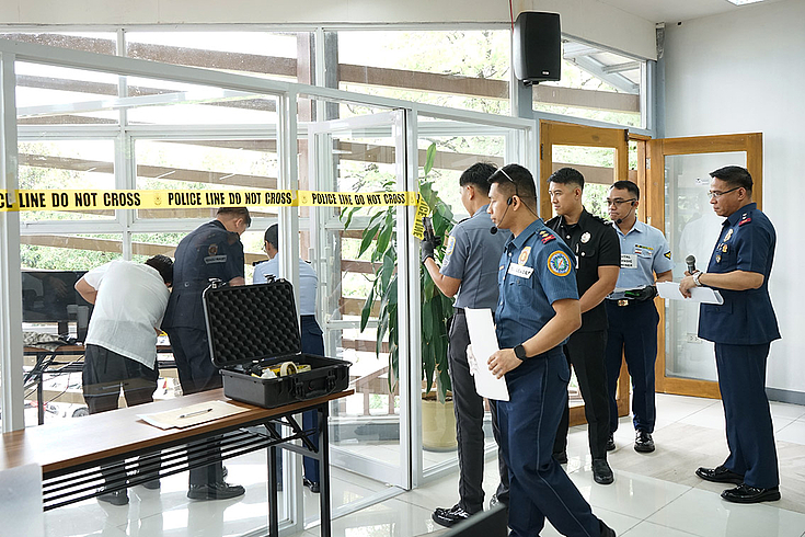 Police trainees demonstrated investigative procedures, evidence handling, application of legal principles, analytical thinking, and operational decision-making