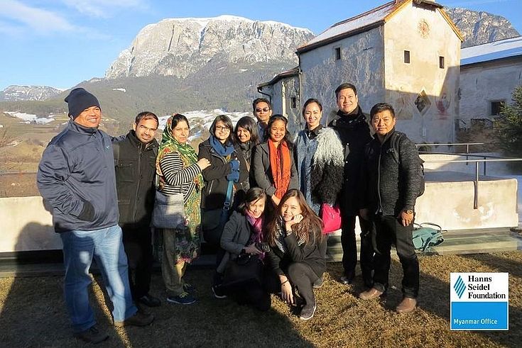 Ying Lao, Aung Soe Min and other Winter School participants in Bozen, Italy.
