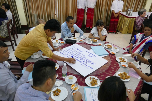 Actively involved participants during a group work session.