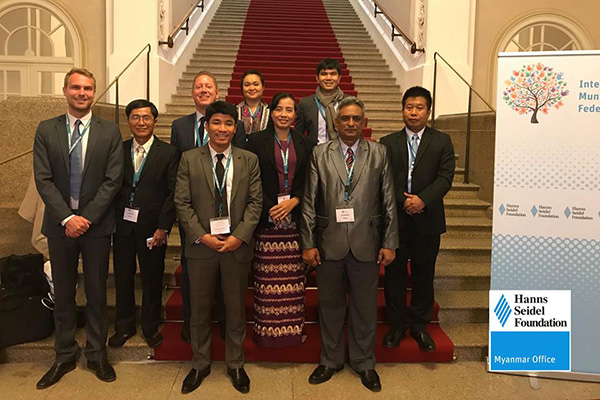 7 Delegates from different national parties of Myanmar accompanied by our Resident Representative Mr. Achim Munz and Leander Ketelhodt, Program Manager, to the International Federalism Days in Munich and Kloster Banz